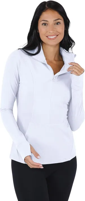 Yogalicious Nude Tech Half Zip Long Sleeve Jacket with Front Pockets