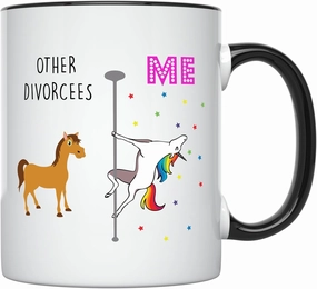 YouNique Designs Divorce Coffee Mug, 11 Ounces, Funny Divorce Coffee Cups for Women, Congrats On Your Divorce, Congratulations On Your Divorce, Recently Divorced Gifts (Black Handle), 11 oz
