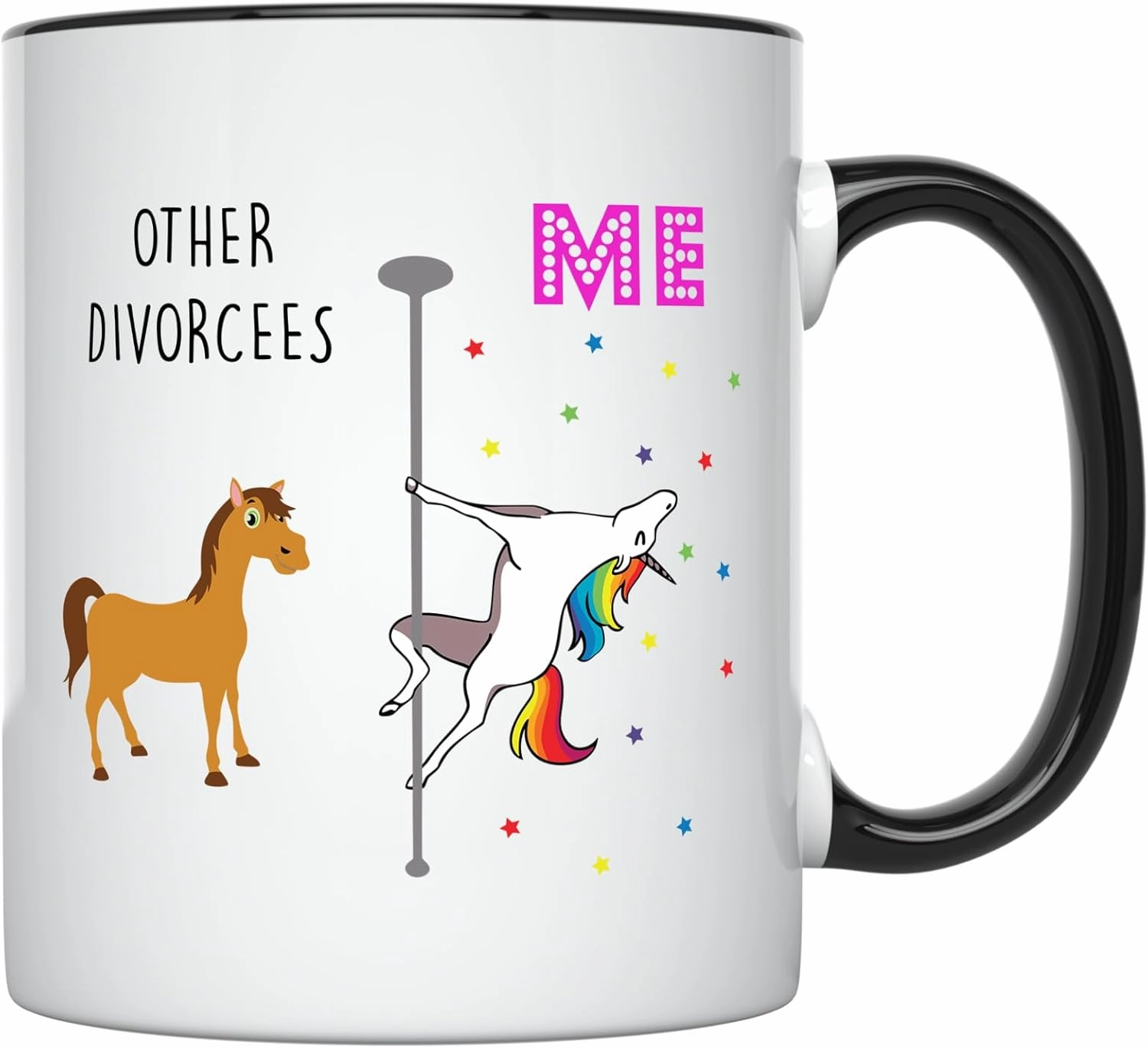 YouNique Designs Divorce Coffee Mug, 11 Ounces, Funny Divorce Coffee Cups for Women, Congrats On Your Divorce, Congratulations On Your Divorce, Recently Divorced Gifts (Black Handle), 11 oz