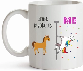 YouNique Designs Divorce Coffee Mug, 11 Ounces, Funny Divorce Coffee Cups for Women, Congrats On Your Divorce, Congratulations On Your Divorce, Recently Divorced Gifts (White)