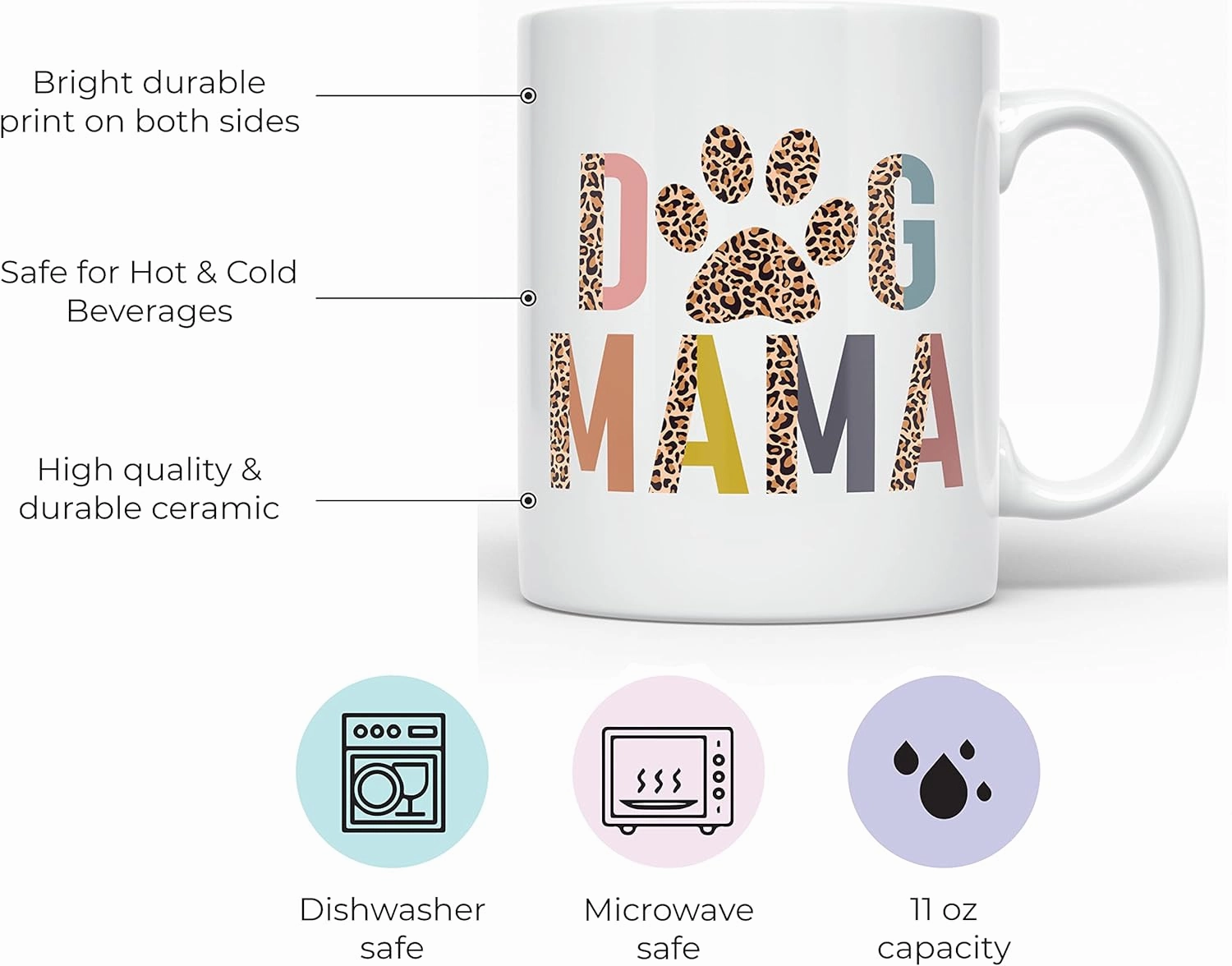 YouNique Designs Dog Mama Mug, 11 Ounces, Dog Lover Mug, Best Dog Mom Ever Mug, Dog Mom Cup, Dog Lover Mugs, Dog Mom Mugs for Women, Dog Mom Coffee Mug, Coffee Cup Dog Lover (White)