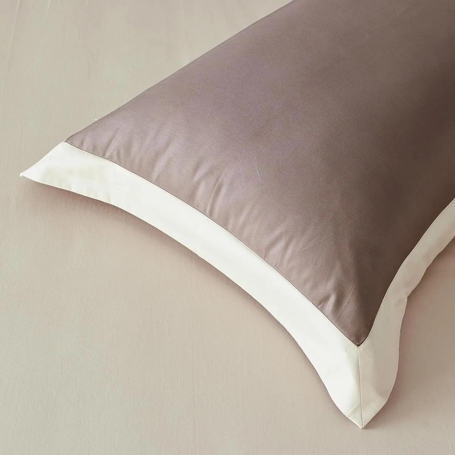 YuHeGuoJi Beige Brown Duvet Cover Queen 100% Egyptian Cotton 3 Pcs Set 1 Hotel Collection Double Solid Color Duvet Cover with Zipper Ties 2 Pillow Shams Decorative Brown Beige Hemmed Bedding Set