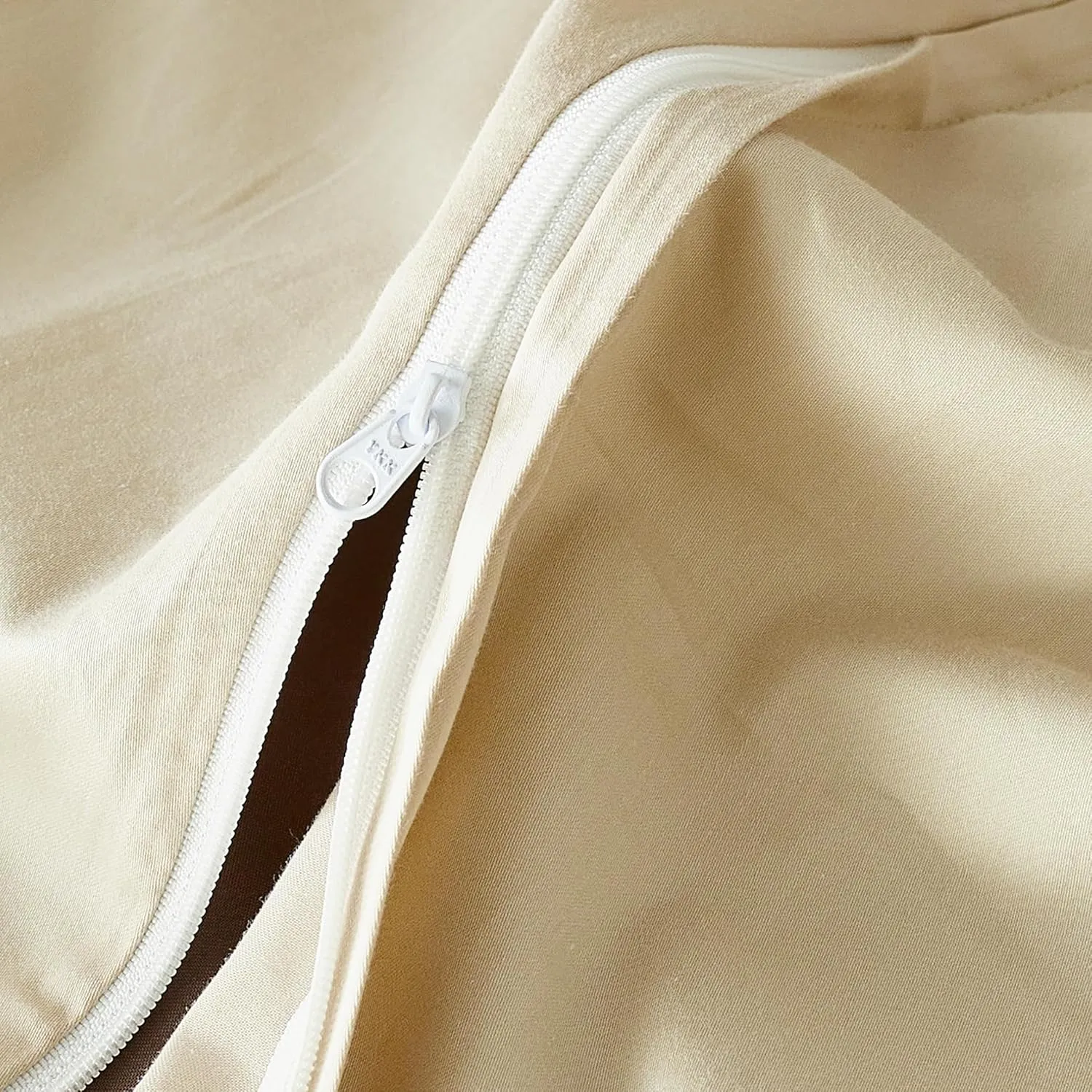 YuHeGuoJi Beige Brown Duvet Cover Queen 100% Egyptian Cotton 3 Pcs Set 1 Hotel Collection Double Solid Color Duvet Cover with Zipper Ties 2 Pillow Shams Decorative Brown Beige Hemmed Bedding Set