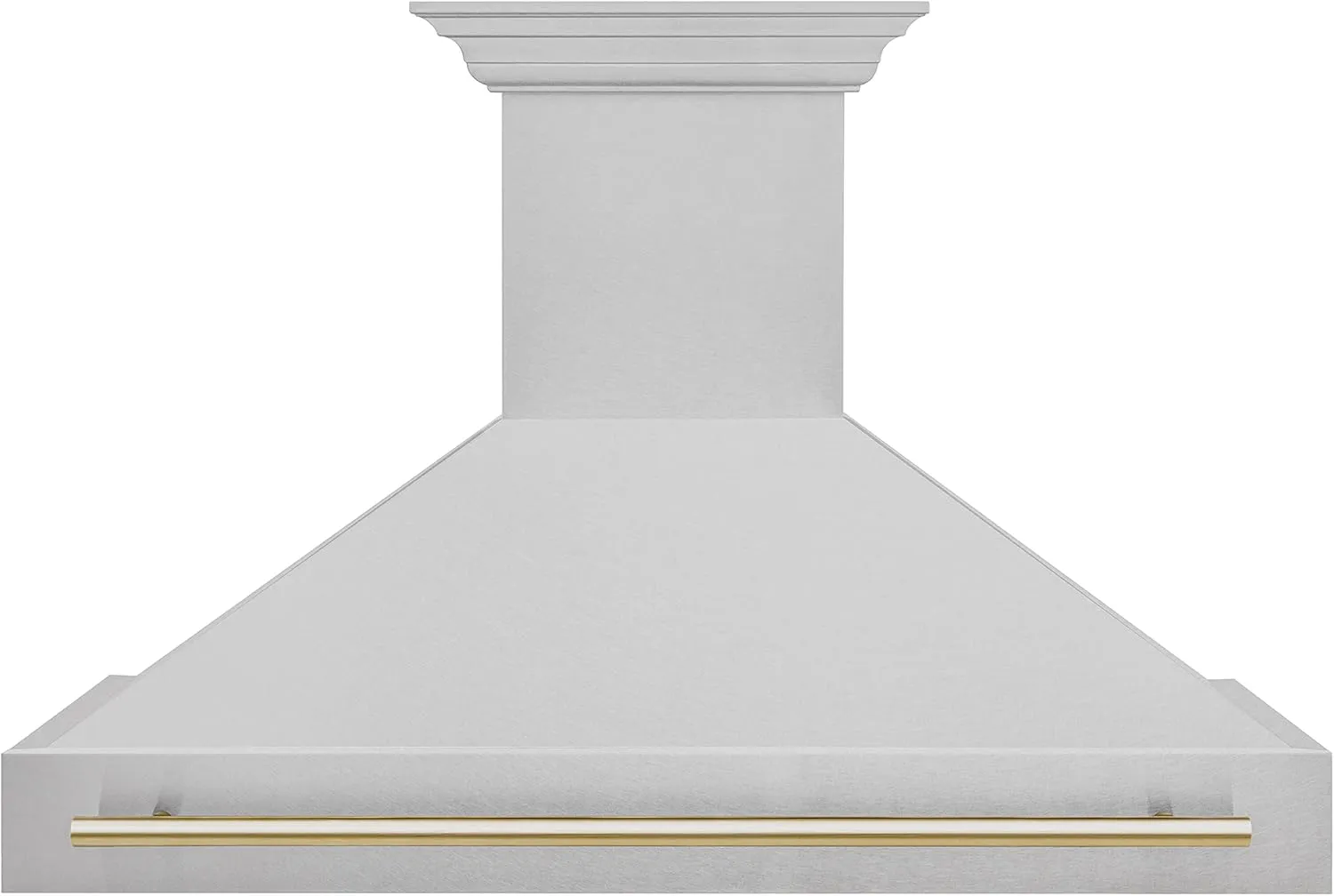 ZLINE Autograph Edition 48 in. Satin Stainless Steel Wall Mount Range Hood with Polished Gold Handle (8654SNZ-48-G)