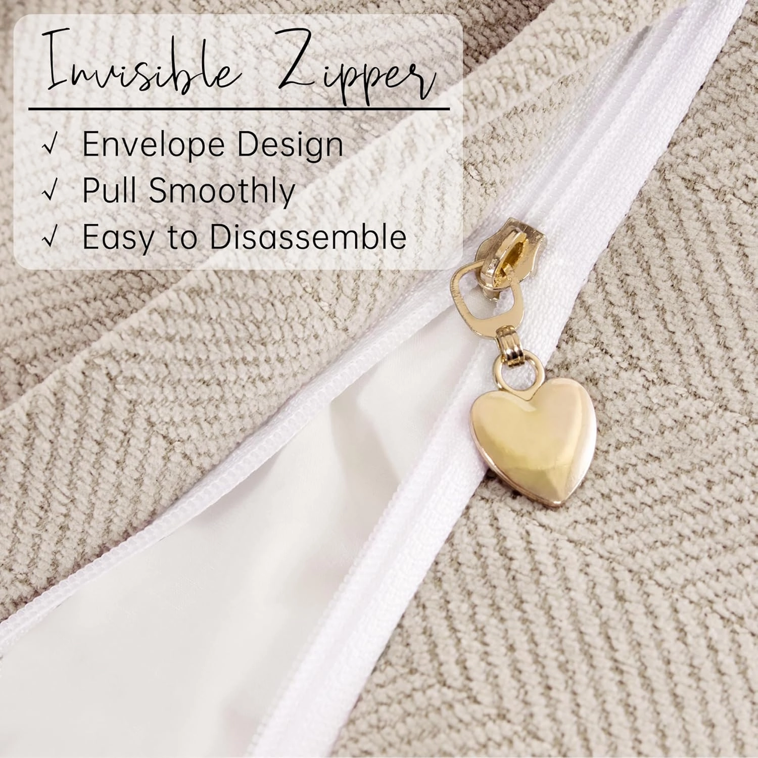 ZWJD Beige Pillow Covers 22x22 Set of 2 Chenille Throw Pillow Covers with Elegant Design Soft and Luxurious Decorative Throw Pillows for Couch, Bed, and Home Decor