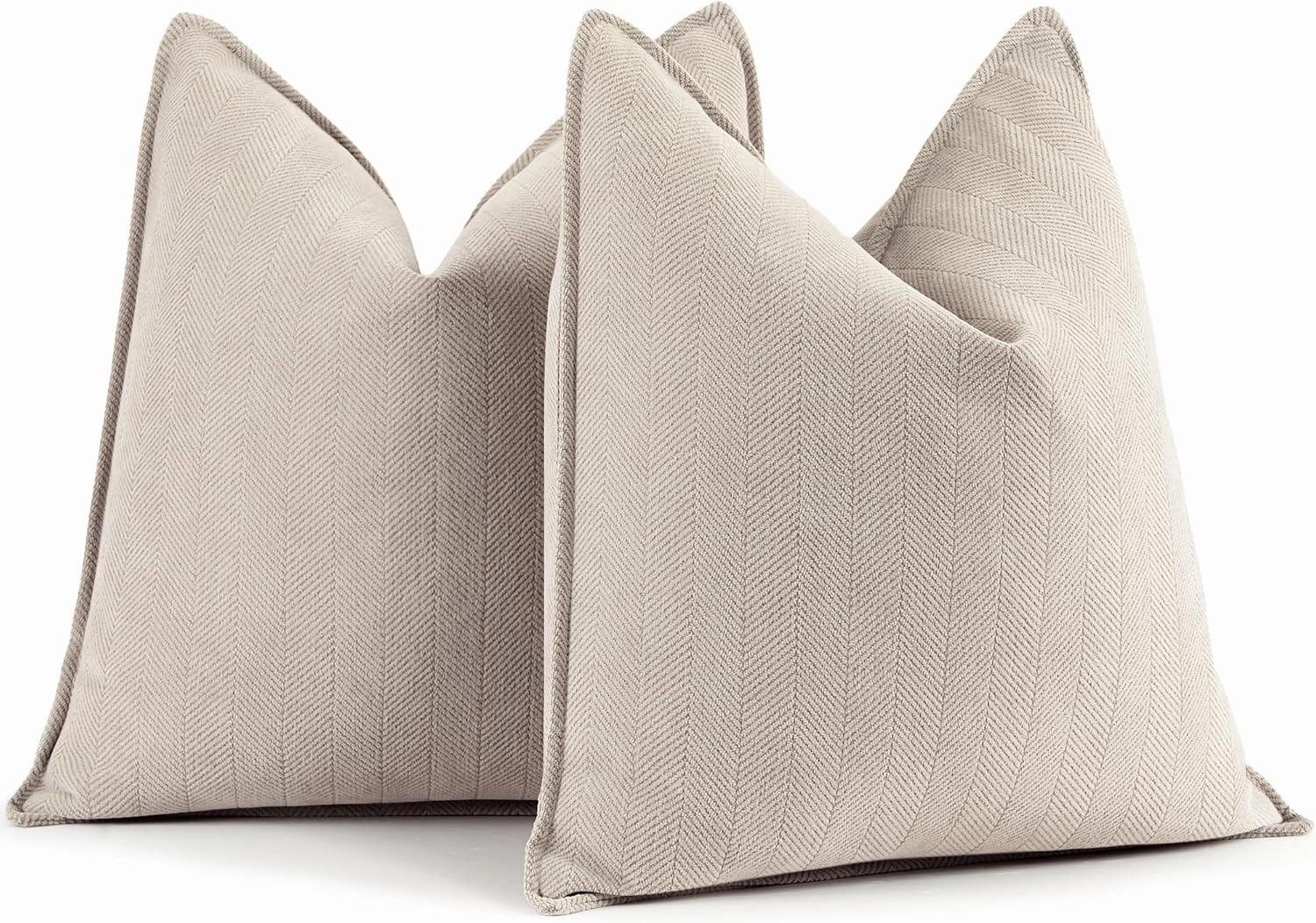 ZWJD Beige Pillow Covers 22x22 Set of 2 Chenille Throw Pillow Covers with Elegant Design Soft and Luxurious Decorative Throw Pillows for Couch, Bed, and Home Decor