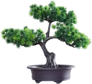 zxb-shop Artificial Tree Artificial Welcome Pine Potted Plant Green Plant Small Bonsai Fake Tree Decoration Ornaments Suitable for Living Room and Office Simulation Bonsai (Size : A)